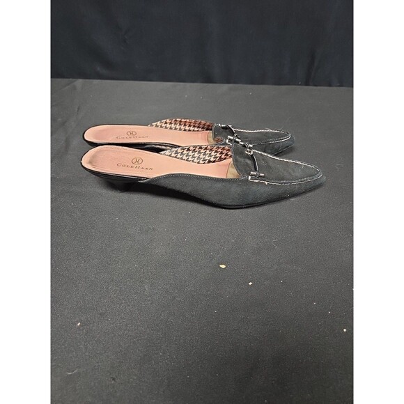 Cole Haan Women's Size 9 Black Pink Suede Slip On Pointy Toe Kitten Heel Mules - Picture 3 of 7
